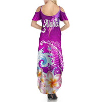 Hawaii Plumeria Flower Summer Maxi Dress Plumeria FLowers And Polynesian Pattern - Wonder Print Shop