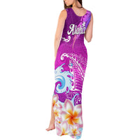 Hawaii Plumeria Flower Tank Maxi Dress Plumeria FLowers And Polynesian Pattern - Wonder Print Shop
