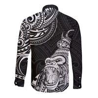 Hawaii Polynesian Long Sleeve Button Shirt Gorila Tatoo Polynesian Style - Wonder Print Shop