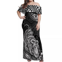 Hawaii Polynesian Off Shoulder Maxi Dress Gorila Tatoo Polynesian Style - Wonder Print Shop