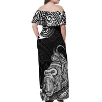 Hawaii Polynesian Off Shoulder Maxi Dress Gorila Tatoo Polynesian Style - Wonder Print Shop