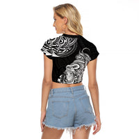 Hawaii Polynesian Raglan Cropped T Shirt Gorila Tatoo Polynesian Style - Wonder Print Shop