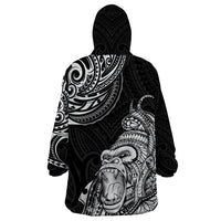 Hawaii Polynesian Wearable Blanket Hoodie Gorila Tatoo Polynesian Style - Wonder Print Shop