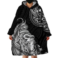 Hawaii Polynesian Wearable Blanket Hoodie Gorila Tatoo Polynesian Style - Wonder Print Shop