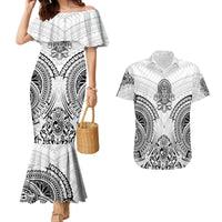Hawaii Polynesian Couples Matching Mermaid Dress and Hawaiian Shirt Warrior symbol - Wonder Print Shop