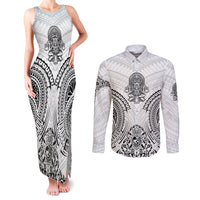 Hawaii Polynesian Couples Matching Tank Maxi Dress and Long Sleeve Button Shirts Warrior symbol - Wonder Print Shop