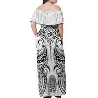 Hawaii Polynesian Off Shoulder Maxi Dress Warrior symbol - Wonder Print Shop