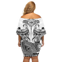 Hawaii Polynesian Off Shoulder Short Dress Warrior symbol - Wonder Print Shop