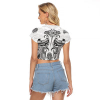 Hawaii Polynesian Raglan Cropped T Shirt Warrior symbol - Wonder Print Shop