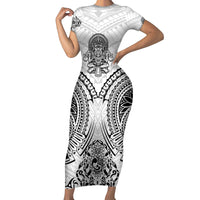 Hawaii Polynesian Short Sleeve Bodycon Dress Warrior symbol - Wonder Print Shop