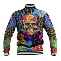 Skull Pattern Baseball Jacket Colorful Skull Pattern Mix - Wonder Print Shop