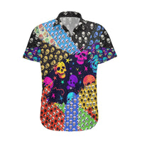 Skull Pattern Hawaiian Shirt Colorful Skull Pattern Mix - Wonder Print Shop