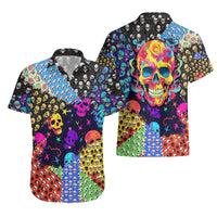 Skull Pattern Hawaiian Shirt Colorful Skull Pattern Mix - Wonder Print Shop