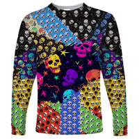 Skull Pattern Long Sleeve Shirt Colorful Skull Pattern Mix - Wonder Print Shop