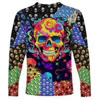 Skull Pattern Long Sleeve Shirt Colorful Skull Pattern Mix - Wonder Print Shop