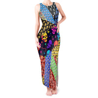 Skull Pattern Tank Maxi Dress Colorful Skull Pattern Mix - Wonder Print Shop