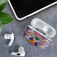 Haiti Christmas AirPods Case with Blue Red Yellow Xmas Santa Sleigh and Coat of Arms - Wonder Print Shop