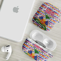 Haiti Christmas AirPods Case with Blue Red Yellow Xmas Santa Sleigh and Coat of Arms - Wonder Print Shop