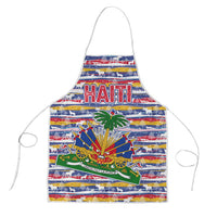 Haiti Christmas Apron with Blue Red Yellow Xmas Santa Sleigh and Coat of Arms - Wonder Print Shop