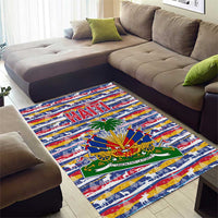 Haiti Christmas Area Rug with Blue Red Yellow Xmas Santa Sleigh and Coat of Arms - Wonder Print Shop