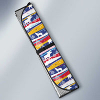 Haiti Christmas Auto Sun Shade with Blue Red Yellow Xmas Santa Sleigh and Coat of Arms - Wonder Print Shop