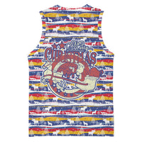 Haiti Christmas Basketball Jersey with Blue Red Yellow Xmas Santa Sleigh and Coat of Arms - Wonder Print Shop