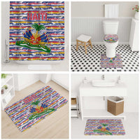 Haiti Christmas Bathroom Set with Blue Red Yellow Xmas Santa Sleigh and Coat of Arms - Wonder Print Shop