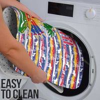 Haiti Christmas Bathroom Set with Blue Red Yellow Xmas Santa Sleigh and Coat of Arms - Wonder Print Shop