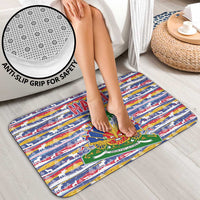 Haiti Christmas Bathroom Set with Blue Red Yellow Xmas Santa Sleigh and Coat of Arms - Wonder Print Shop