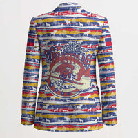 Haiti Christmas Blazer with Blue Red Yellow Xmas Santa Sleigh and Coat of Arms - Wonder Print Shop