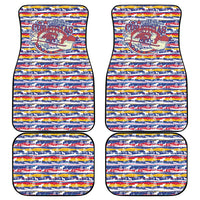 Haiti Christmas Car Mats with Blue Red Yellow Xmas Santa Sleigh and Coat of Arms - Wonder Print Shop