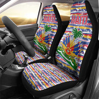 Haiti Christmas Car Seat Cover with Blue Red Yellow Xmas Santa Sleigh and Coat of Arms - Wonder Print Shop