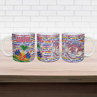 Haiti Christmas Ceramic Mug with Blue Red Yellow Xmas Santa Sleigh and Coat of Arms - Wonder Print Shop