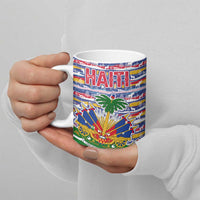 Haiti Christmas Ceramic Mug with Blue Red Yellow Xmas Santa Sleigh and Coat of Arms - Wonder Print Shop
