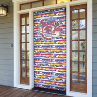 Haiti Christmas Door Cover with Blue Red Yellow Xmas Santa Sleigh and Coat of Arms - Wonder Print Shop