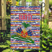 Haiti Christmas Garden Flag with Blue Red Yellow Xmas Santa Sleigh and Coat of Arms - Wonder Print Shop