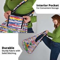 Haiti Christmas Grocery Bag with Blue Red Yellow Xmas Santa Sleigh and Coat of Arms - Wonder Print Shop