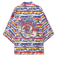 Haiti Christmas Kimono with Blue Red Yellow Xmas Santa Sleigh and Coat of Arms - Wonder Print Shop