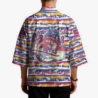 Haiti Christmas Kimono with Blue Red Yellow Xmas Santa Sleigh and Coat of Arms - Wonder Print Shop