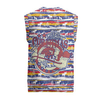 Haiti Christmas Knitted V-Neck Vest with Blue Red Yellow Xmas Santa Sleigh and Coat of Arms - Wonder Print Shop