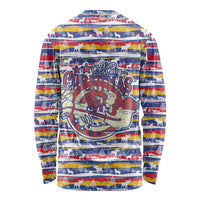 Haiti Christmas Long Sleeve Shirt with Blue Red Yellow Xmas Santa Sleigh and Coat of Arms - Wonder Print Shop