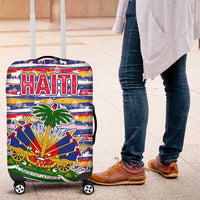 Haiti Christmas Luggage Cover with Blue Red Yellow Xmas Santa Sleigh and Coat of Arms - Wonder Print Shop