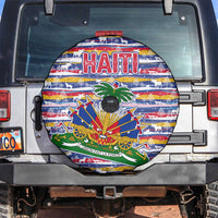 Haiti Christmas Spare Tire Cover with Blue Red Yellow Xmas Santa Sleigh and Coat of Arms - Wonder Print Shop