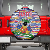 Haiti Christmas Spare Tire Cover with Blue Red Yellow Xmas Santa Sleigh and Coat of Arms - Wonder Print Shop