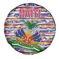 Haiti Christmas Spare Tire Cover with Blue Red Yellow Xmas Santa Sleigh and Coat of Arms - Wonder Print Shop