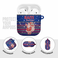 Haiti Christmas AirPods Case with Blue Red Xmas Santa Snowflake and Map - Wonder Print Shop