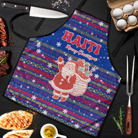 Haiti Christmas Apron with Blue Red Xmas Santa Snowflake and Map - Wonder Print Shop