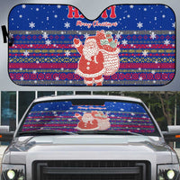 Haiti Christmas Auto Sun Shade with Blue Red Xmas Santa Snowflake and Map - Wonder Print Shop
