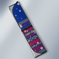 Haiti Christmas Auto Sun Shade with Blue Red Xmas Santa Snowflake and Map - Wonder Print Shop