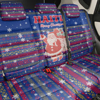 Haiti Christmas Back Car Seat Cover with Blue Red Xmas Santa Snowflake and Map - Wonder Print Shop